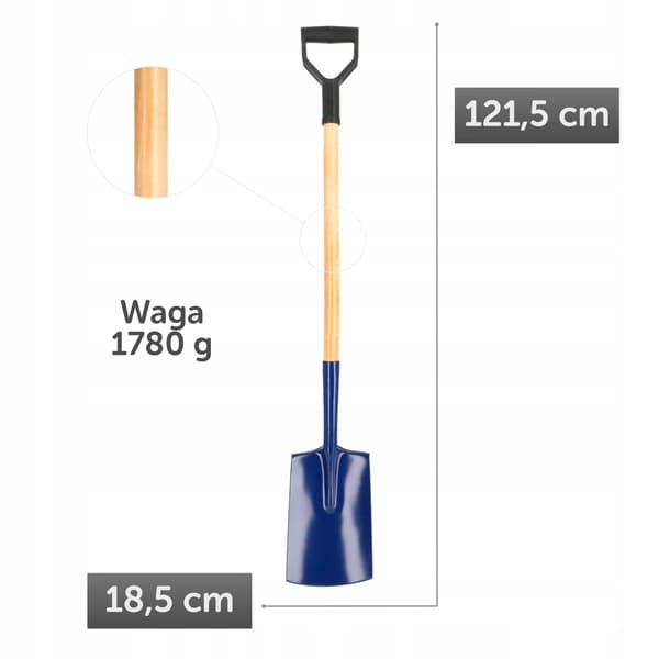 KADAX Suora lapio 122 cm Puutarhan kaivamiseen Kahvalla
