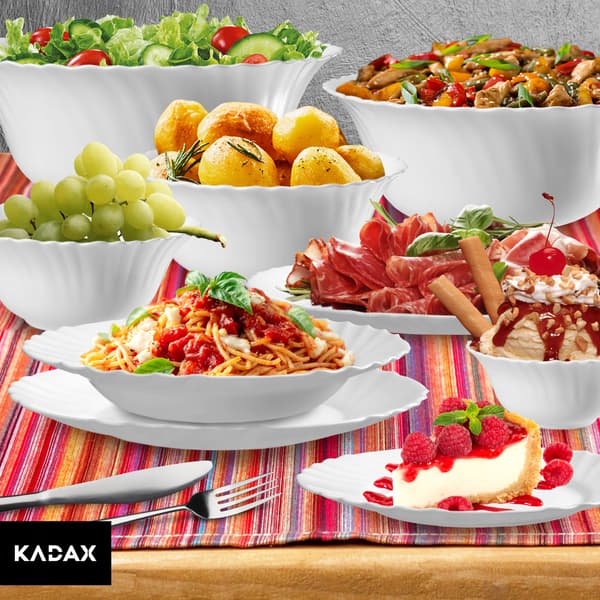 KADAX Ovalt serveringsfat i glas 25 cm för snacks vitt fat