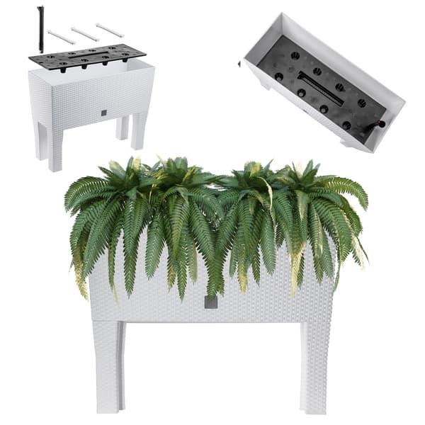 KADAX Blomkruka Trädgårdsplantering + Insats Blomlåda på Ben Vit 80cm