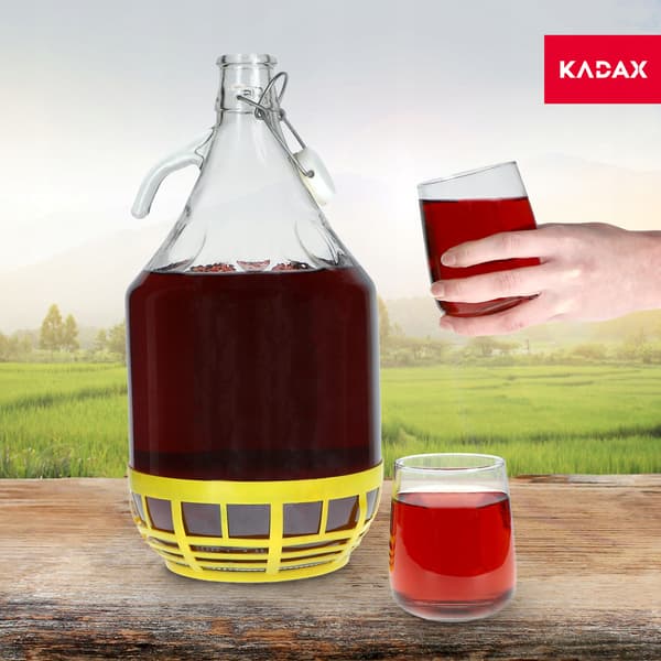KADAX 5L Carboy Flaske til Vin, Likør, Cider, Flaske + Kapsel