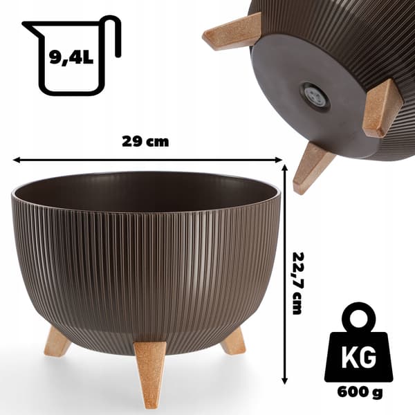KADAX Urtepotte Havepotte med Ben til Blomster Stor Rund Indsatsskål 29 cm