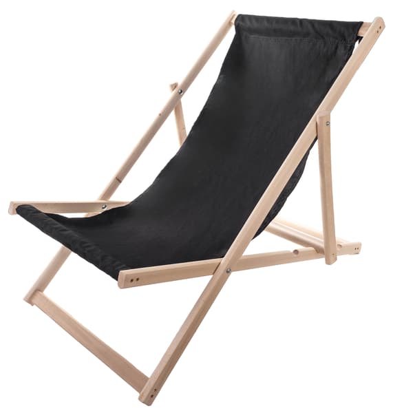 KADAX Træ Have Strand Liggestol Sammenklappelig til Terrasse Sort Poleret Producent