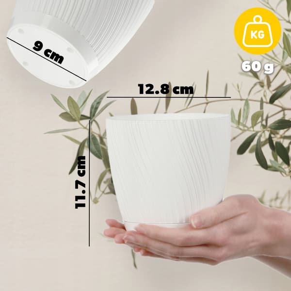 KADAX Blomkruka med blomställning, lock, rund skål, 13 cm, vit