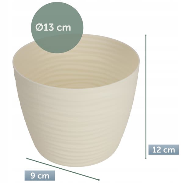 KADAX Urtepotte 13cm Rund Plastik Urtepotte Låg Creme