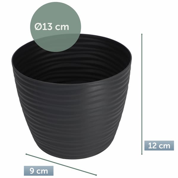 KADAX Urtepotte 13cm Rund Plastik Urtepotte Antracit