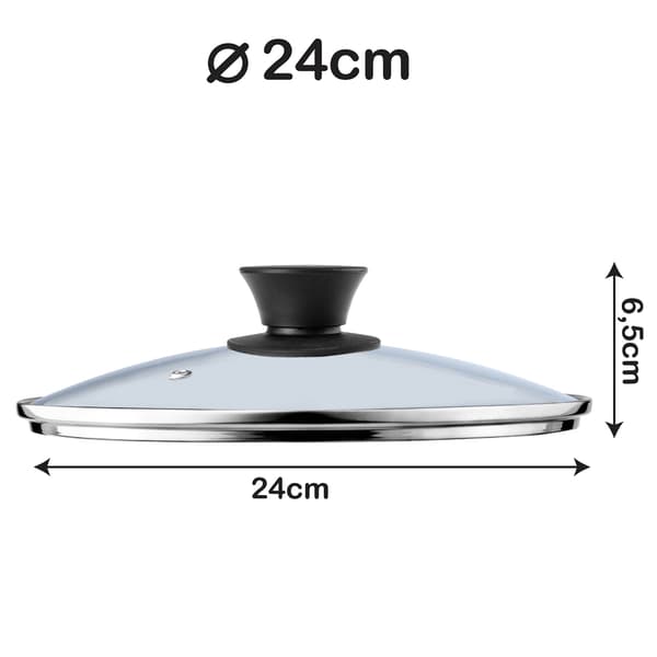 KADAX Glaslåg 24 cm Universal Varmebestandigt Gryde- og Pandedæksel