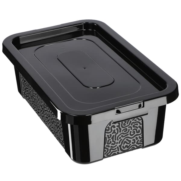 KADAX 4,5L plastikbeholder med låg, sort, aflåselig kasseorganisator