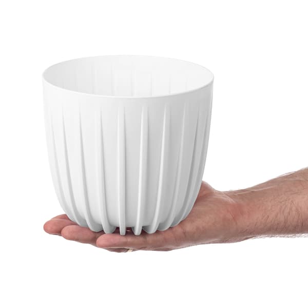 KADAX Urtepotte Urtepottedæksel 16 cm Rund Plastik Blomsterfod Hvid