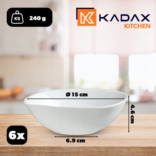 KADAX salatskål 16 cm glasskåle til suppe og snacks sæt hvid 6 dele