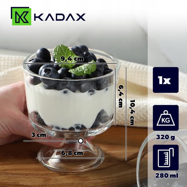 KADAX isdessertbæger 290 ml glasbeholder til isdesserter glat