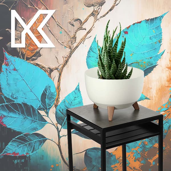 KADAX Blomkruka, Planter, Lock, Ben, Insats, Blomställning, 33cm, Vit, Rund Skål