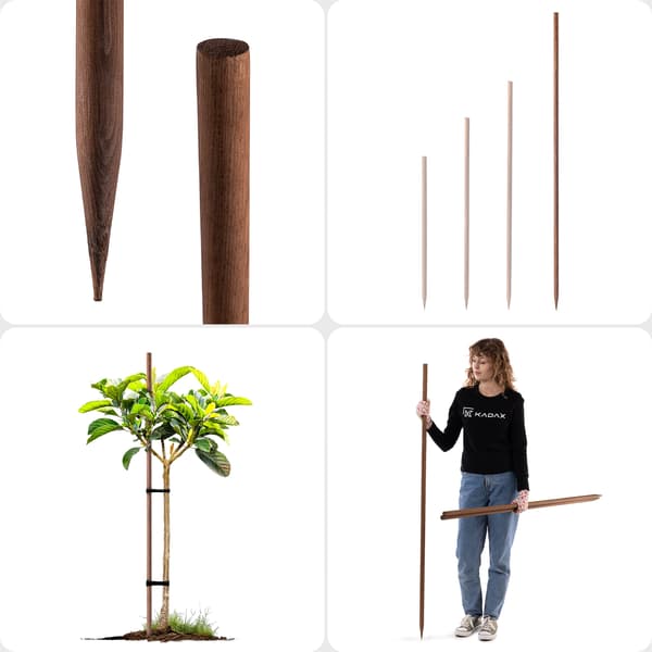 KADAX Træpæle Imprægnerede Pæle 150cm Støttestang 10 stk. Dia 23 mm