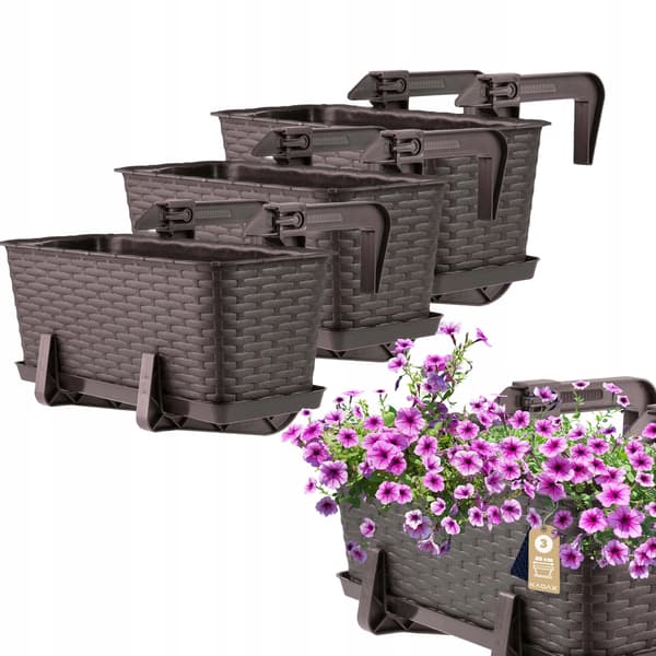KADAX Balkonglåda 40 cm Blomkruka Blomkrukesställ Handtag 3 st