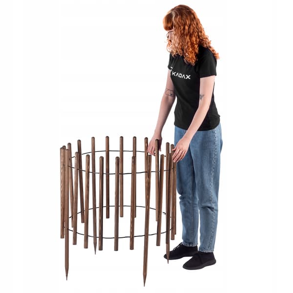 KADAX Palisadekant 230 cm Trästaket, Indrivet, Brun