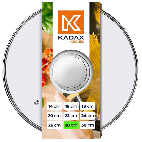 KADAX Glaslåg 28 cm Universal Varmebestandigt Gryde- og Pandedæksel