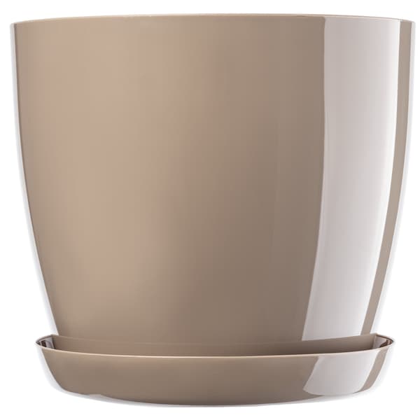 KADAX Urtepotte med Underkop Plastlåg 16cm Beige Urtepotte Kadax
