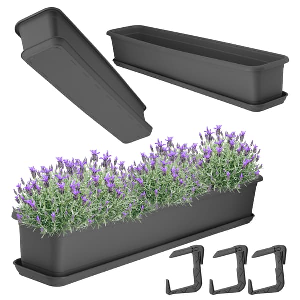 KADAX Balkonglåda Blomkruka 80 cm Med Stativ och Handtag Avlång