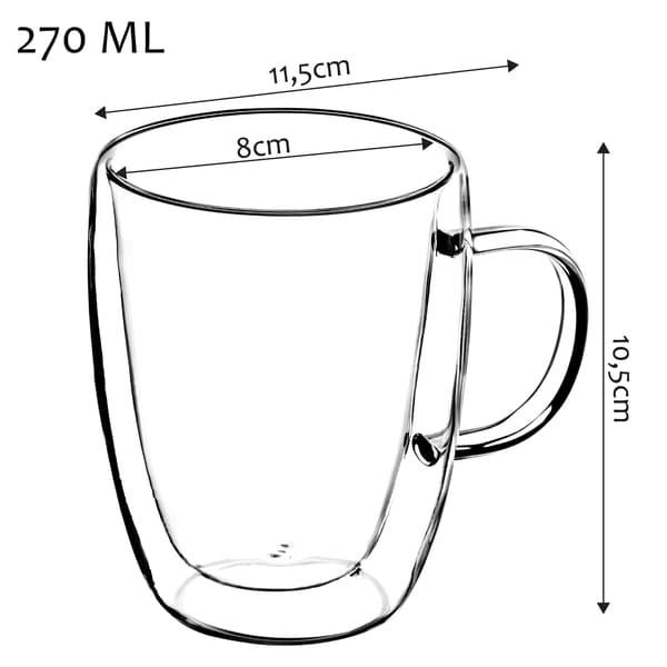 KADAX Termoglas för kaffe, te, latte, 350 ml dubbelväggiga muggar, 2 st