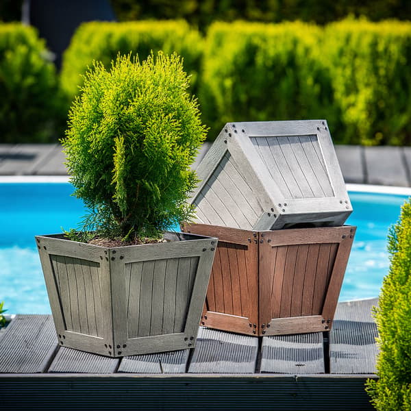 KADAX Urtepotte 30 cm Firkantet Urtepotte til Altan eller Terrasse Grå