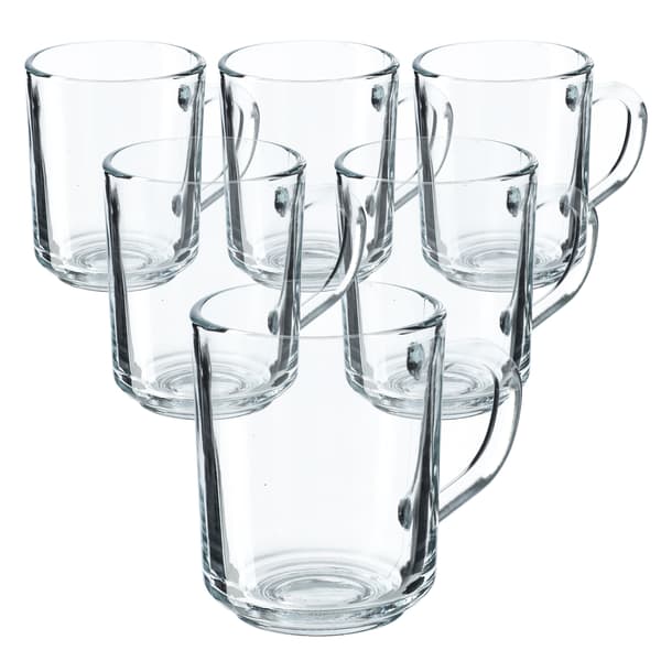 KADAX Glas til te, kaffe, drikkevarer med hank, sæt med 6 glas, 240 ml