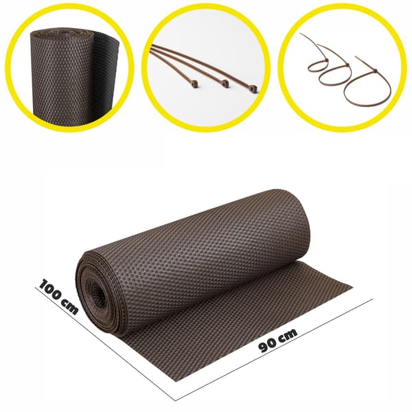 KADAX Technorattan Balkongskydd 0,9x1M Mörkbrunt Premium Specialmatta