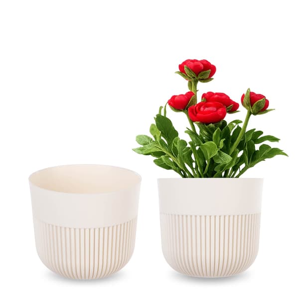 KADAX Blomkruka 15 cm Plast Rund Ribbad Växtkruka