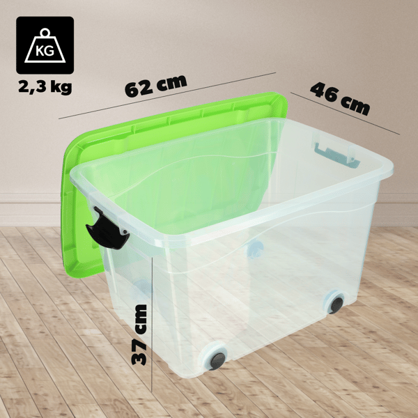 KADAX Legetøjsbeholder Stor Kasse på Hjul Plastik Stor 60L