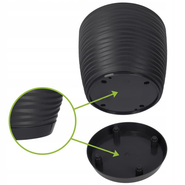 KADAX Blomkruka 15cm Rund Plast Blomkruka Antracit