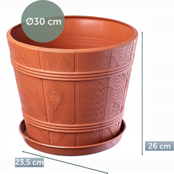 KADAX Urtepotte 30cm Trælignende Låg Plastik Blomsterstativ