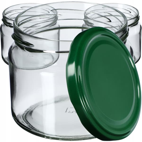 KADAX Sonka muurauspurkit 330ml 10kpl 82mm + vihreät kannet