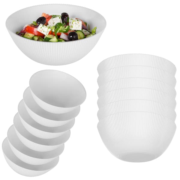 KADAX salatskål 20 cm glas til suppe, snacks, hvid, rillet, sæt med 6