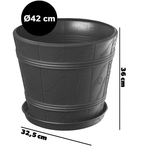 KADAX Urtepotte med Blomsterfod, Rund Låg, 42 cm, Plast, Grafit