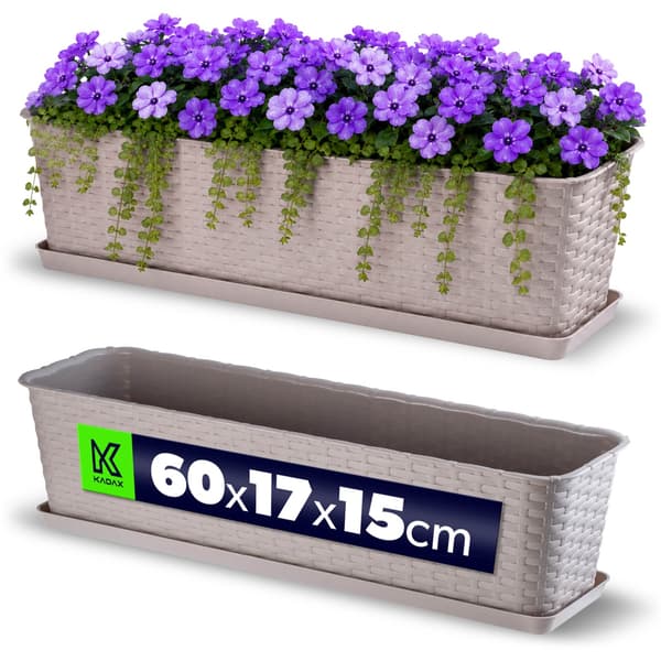 KADAX Balkonglåda Blomkruka med Blomställ 60 cm Karamell