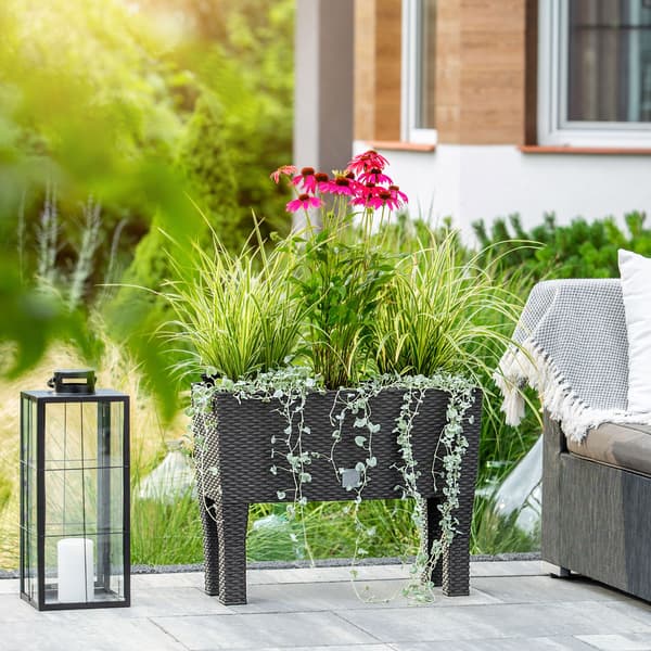 KADAX Blomkruka Trädgårdsplantering + Insats Blomlåda på Ben Brun 60cm