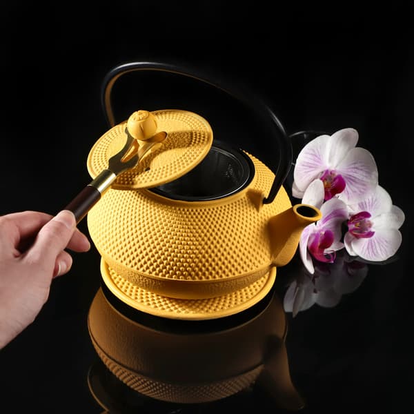 KADAX Urteteinfuser Støbejerns Tekande 850ml Kande + 2 Kopper Gul