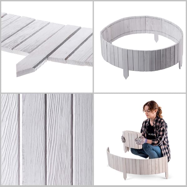 KADAX Palisade Trädgårdskant Trä Gräsmatta Indrivet Vitt 20x116