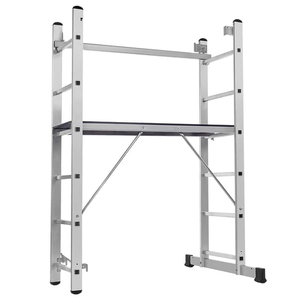 KADAX Mini Aluminium Stillads 2x6 Trin Sammenklappelig Arbejdsplatform Stige 3i1