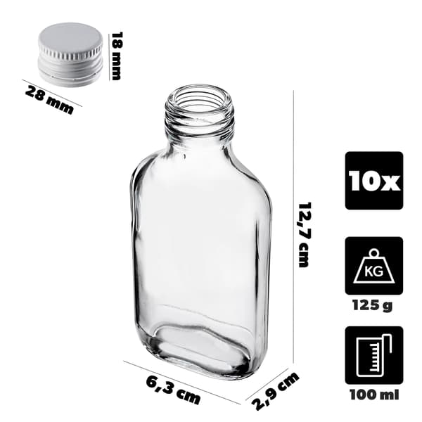 KADAX Pullo 100ml Valkoisella korkilla 10kpl.