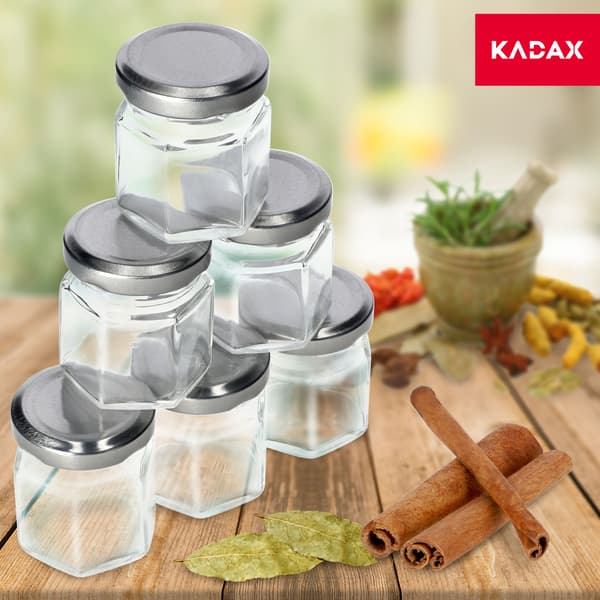 KADAX krydderibeholdere 30ml krukker Glaskrukker til krydderier Honning 6 stk