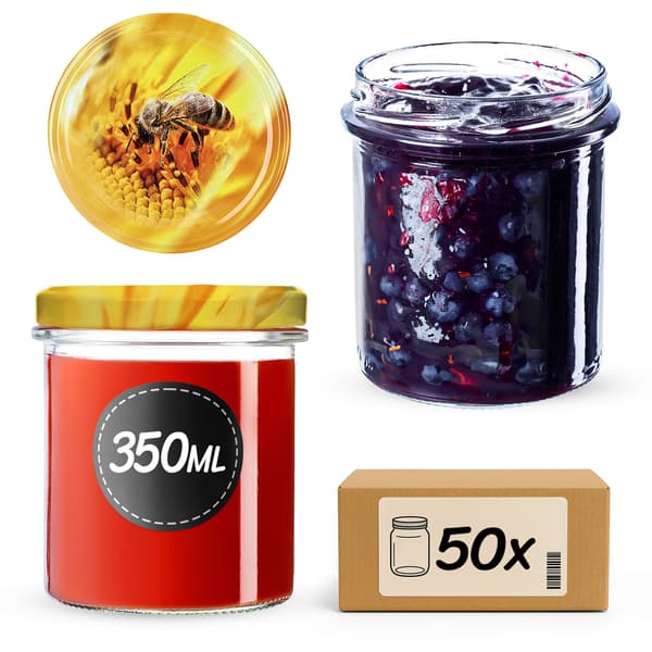 KADAX Avila muurauspurkit 350ml 50kpl 82mm + "Bee" kansi