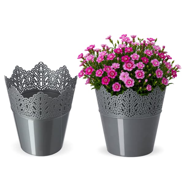 KADAX Blomkruka, Blomkruka, Lock, Hög, Plast, 16,5 cm, Grå