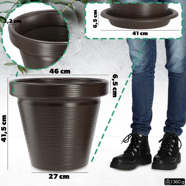 KADAX Urtepotte Havepotte til Blomster Låg med Stativ Stor Brun 46cm