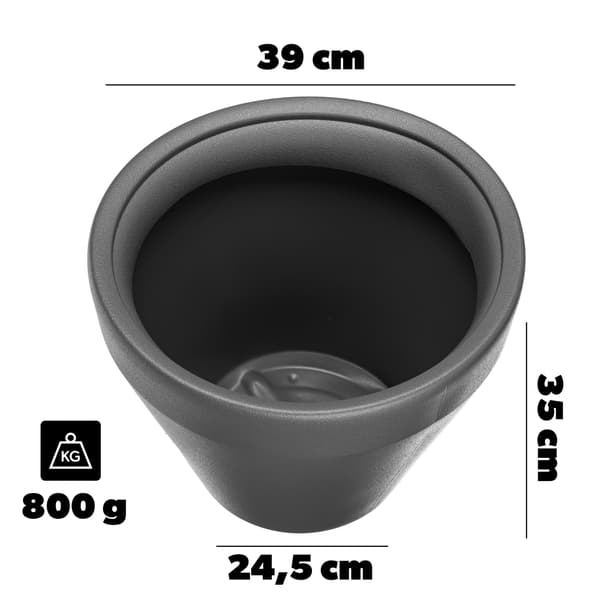KADAX Urtepotte Stor Rund Urtepotte Have Terrasse Antracit 39cm
