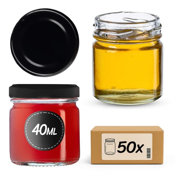KADAX 50x lasipurkki 40 ml hunajamausteille Lahja + korkit