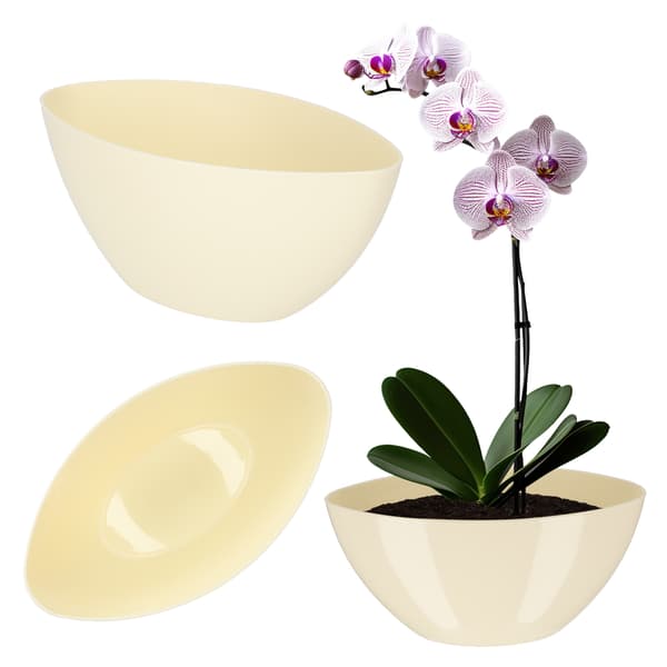 KADAX Blomkruka 30cm Oval Växtskydd Plast Ecru