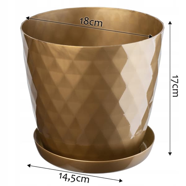 KADAX Plastik Urtepotte med Stativ, Urtepottedæksel, 18cm, Guld, Kadax