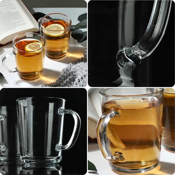 KADAX Winter te- og kaffeglas 410ml kopper med hank sæt med 6 glas