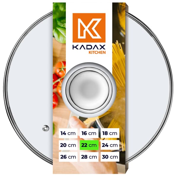 KADAX Glaslåg 22 cm Universal Varmebestandigt Gryde- og Pandedæksel