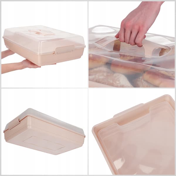 KADAX Plastbehållare för kakor, bakverk, kakask, rektangulär, stor