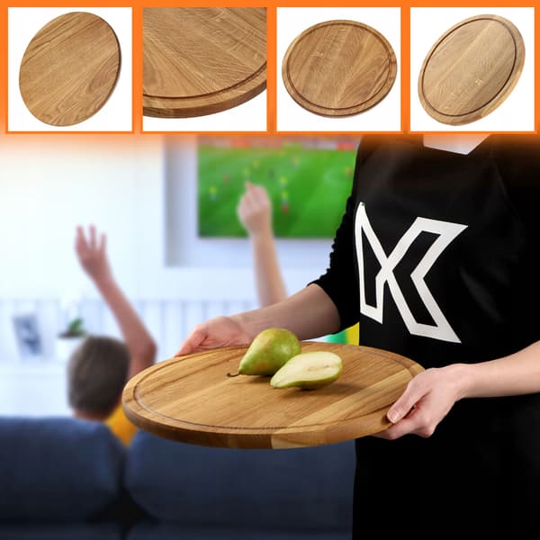 KADAX serveringsbræt til snacks, oste, pizzaer, træfad, 40 cm rundt